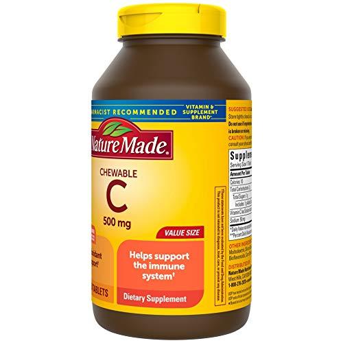 Etiqueta lateral suplemento Nature Made Vitamina C masticable.