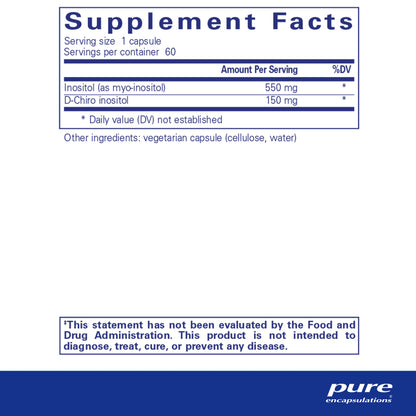 Etiqueta lateral suplemento Pure Encapsulations complejo de inositol
