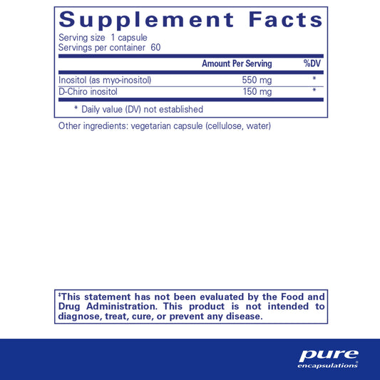 Etiqueta lateral suplemento Pure Encapsulations complejo de inositol