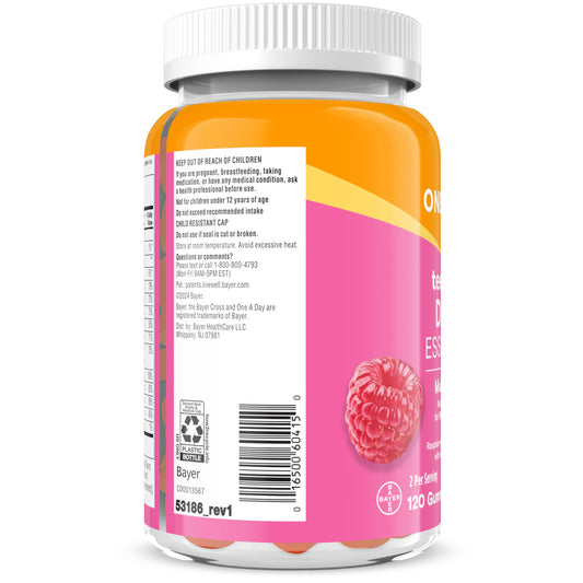 etiqueta lateral suplemento ONE A DAY adolescentes