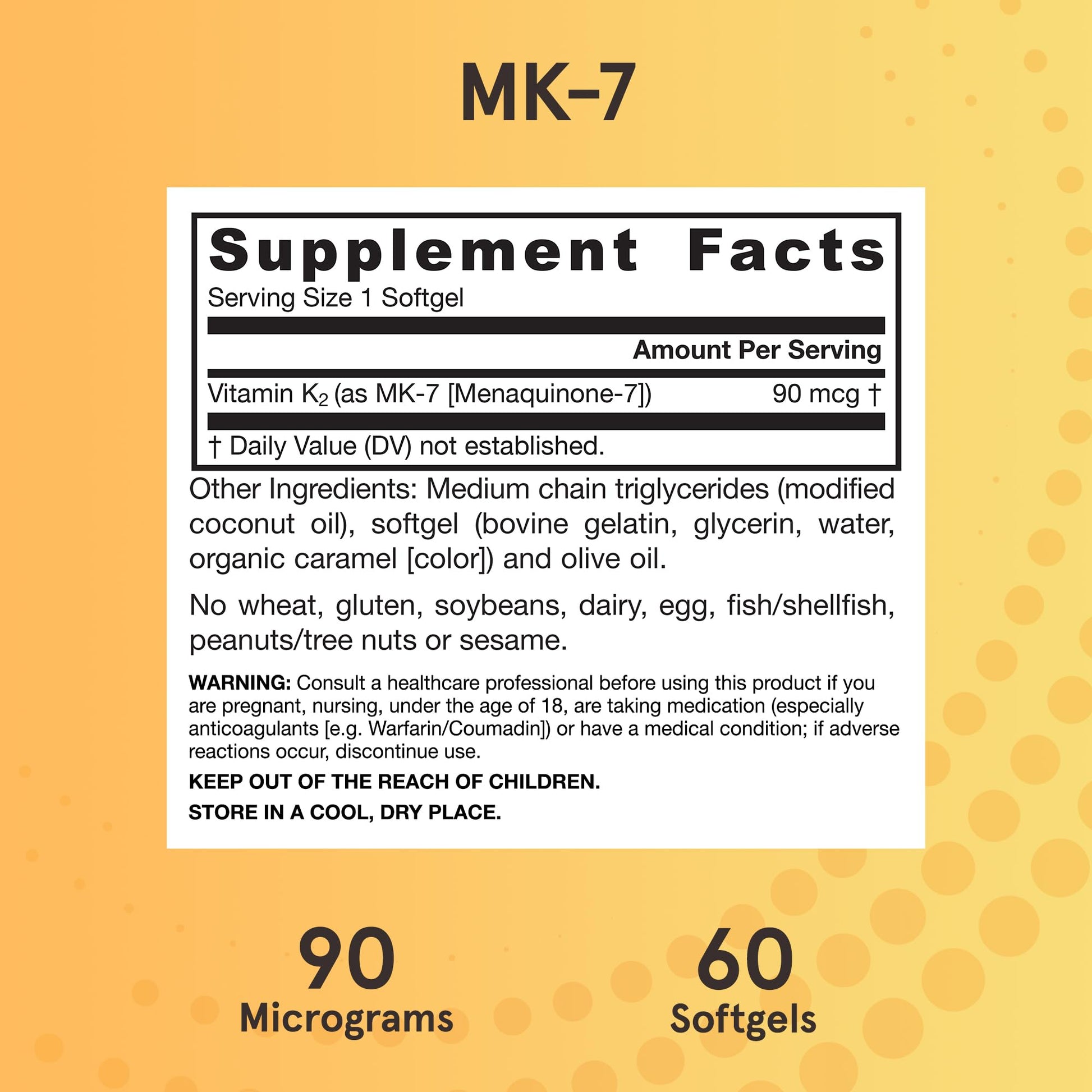 Etiqueta letras Jarrow MK-7 vitamina K2 suplemento natural