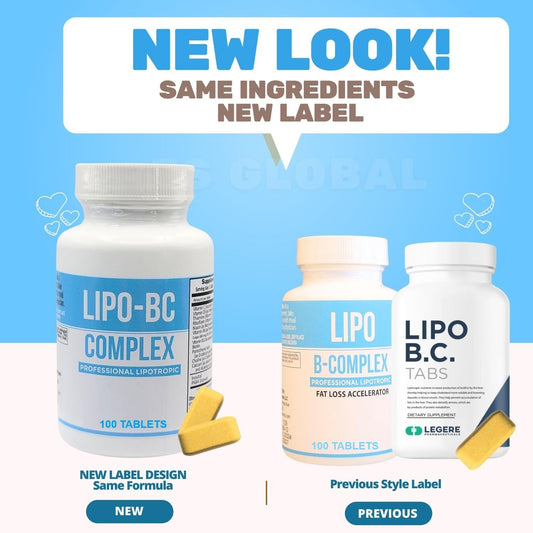 Etiqueta de Lipo BC nueva y anterior.