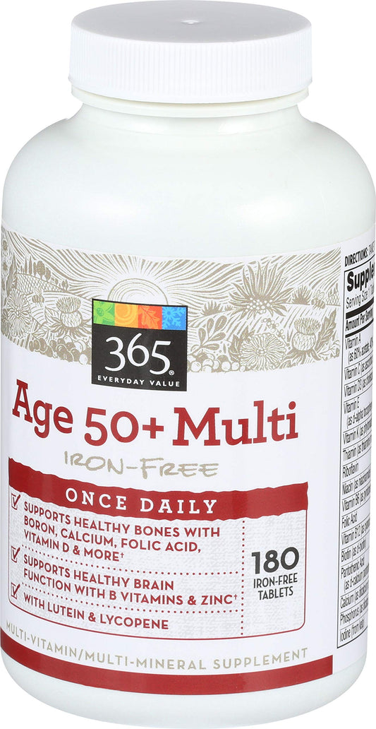 Etiqueta de multivitaminas sin hierro 365 mayores de 50