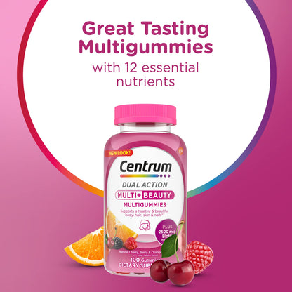 Etiqueta de multivitamínico Centrum con biotina.