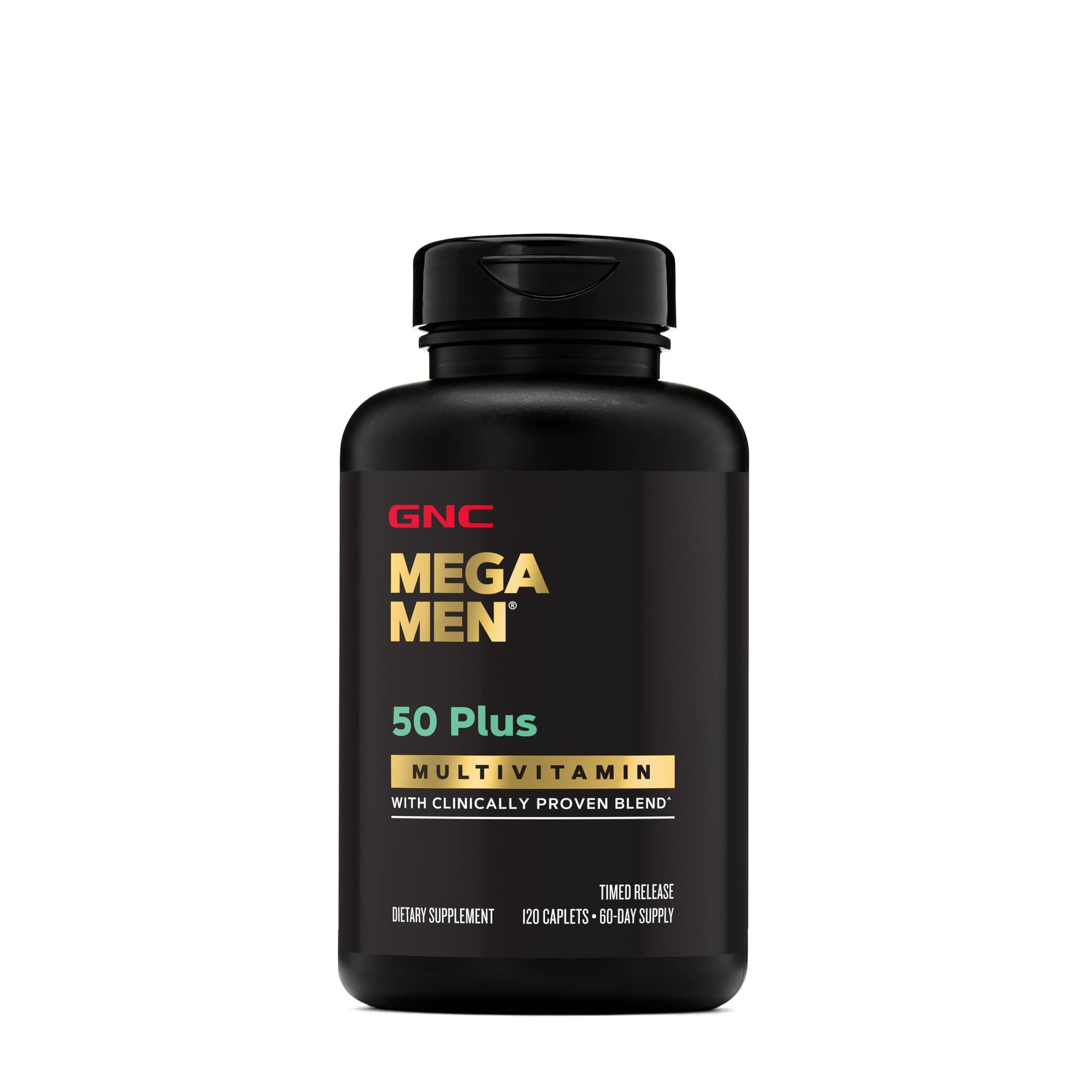 Etiqueta del multivitamínico GNC Mega Men 50 Plus