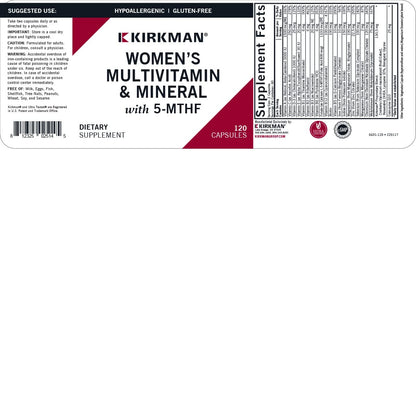 Etiqueta completa del multivitamínico y mineral para mujeres.
