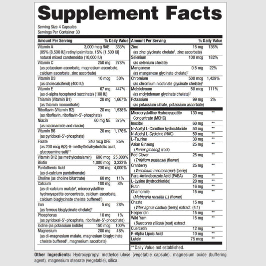 etiqueta de multivitamínico PureFormulas