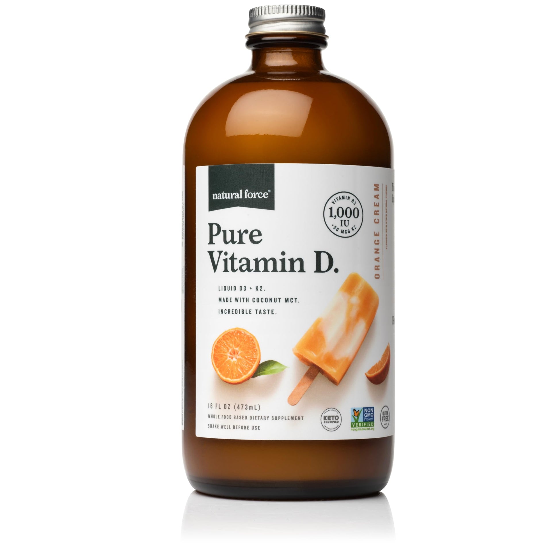 Etiqueta Natural Force Vitamina D pura crema naranja