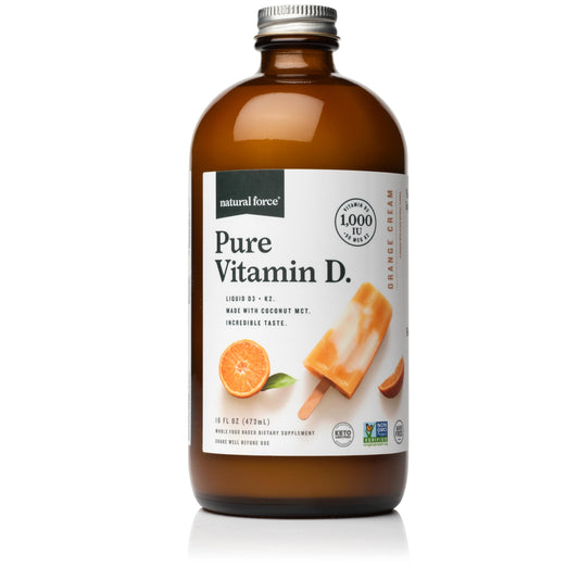 Etiqueta Natural Force Vitamina D pura crema naranja