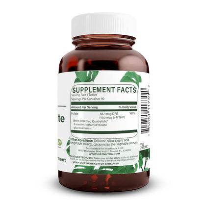 Etiqueta Natural Nutra Metil Folato suplemento para salud cardíaca e inmunidad