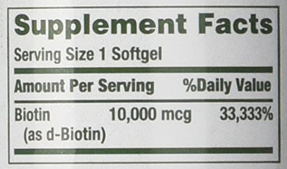 Etiqueta Nature's Bounty Biotina suplemento 120 cápsulas