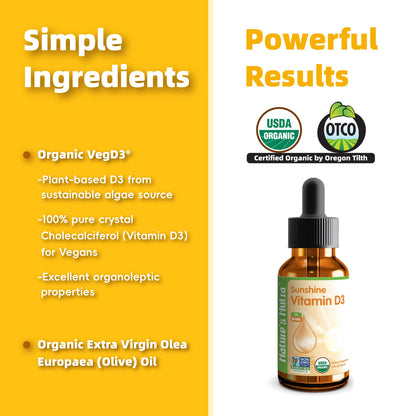 Etiqueta Nature's Nutra Sunshine gotas vitamina D3 400 UI bebé