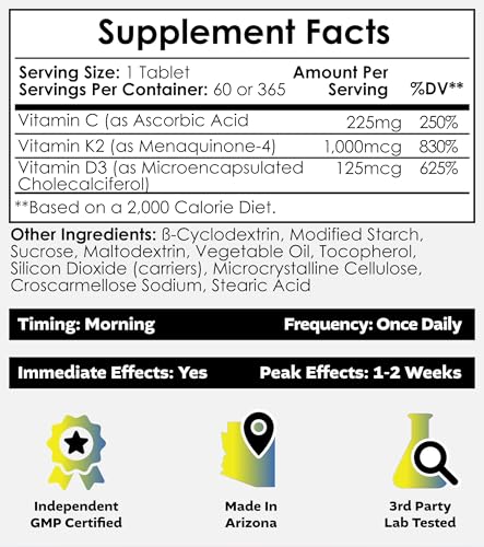 Etiqueta Nootropics Depot vitamina D3 K2 y C