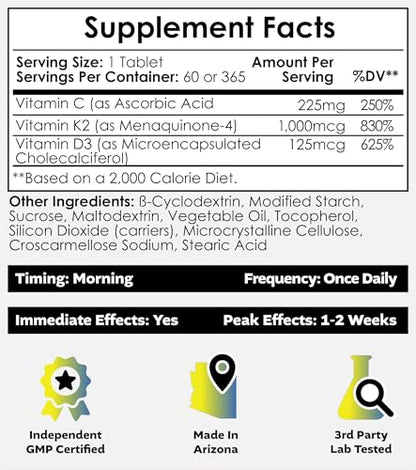 Etiqueta Nootropics Depot vitamina D3 K2 y C