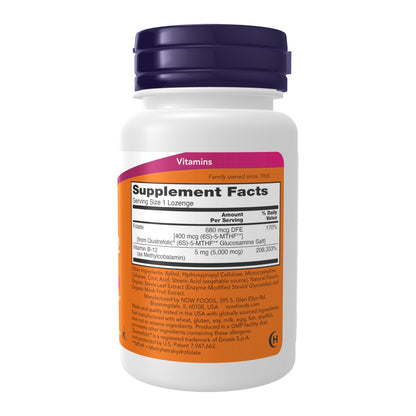 Etiqueta NOW Foods Metil B-12 5000 mcg 60 pastillas