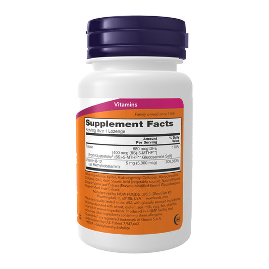 Etiqueta NOW Foods Metil B-12 5000 mcg 60 pastillas