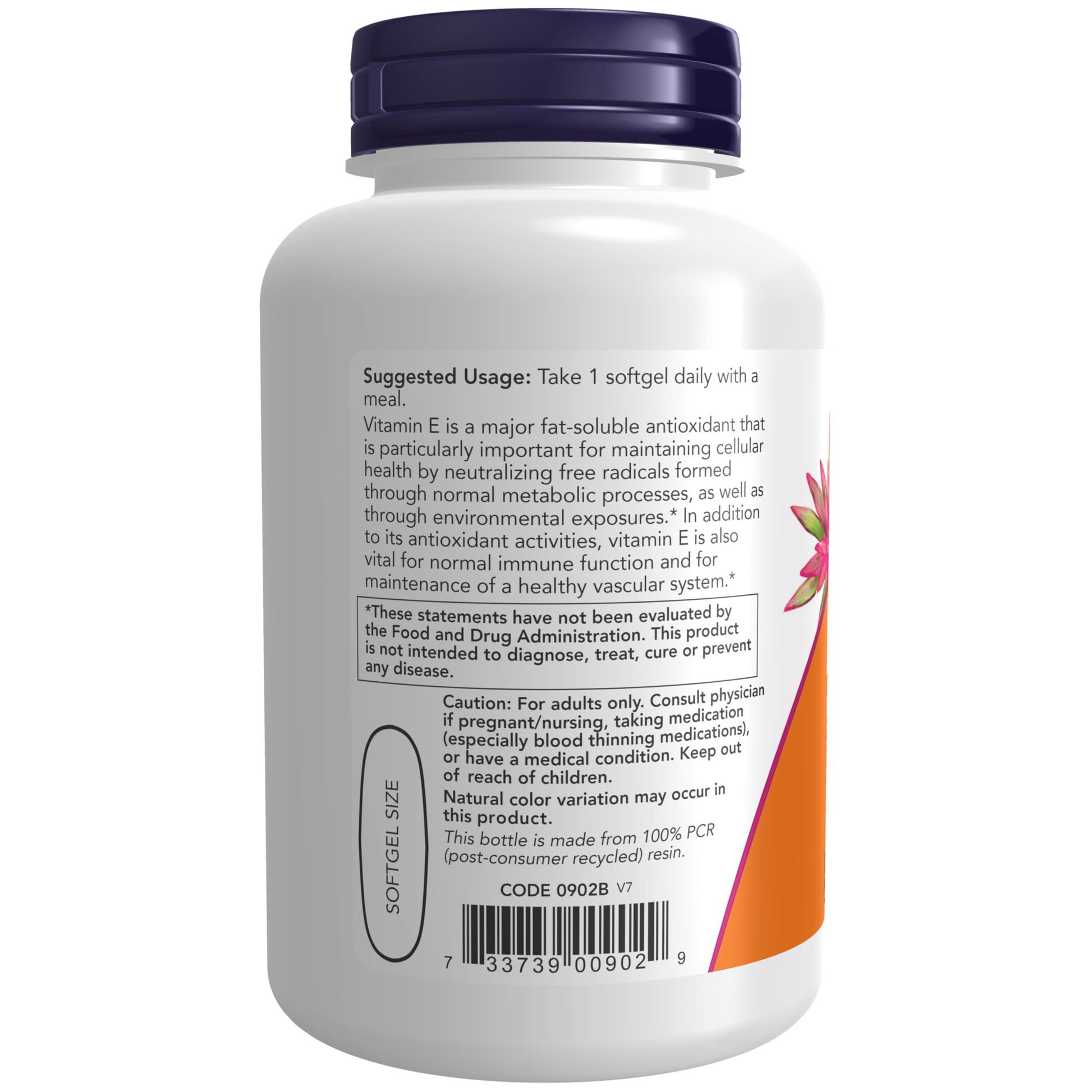 Etiqueta NOW Foods Vitamina E 1000 UI 100 cápsulas blandas