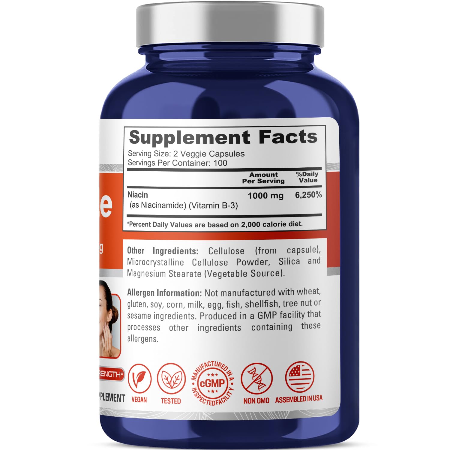 Etiqueta NusaPure niacinamida 1000mg alta pureza