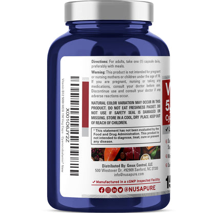 Etiqueta NusaPure Vitamina B12 detalle