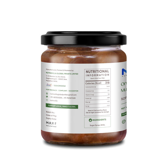 Etiqueta Nutravilla murabba amla natural y orgánico