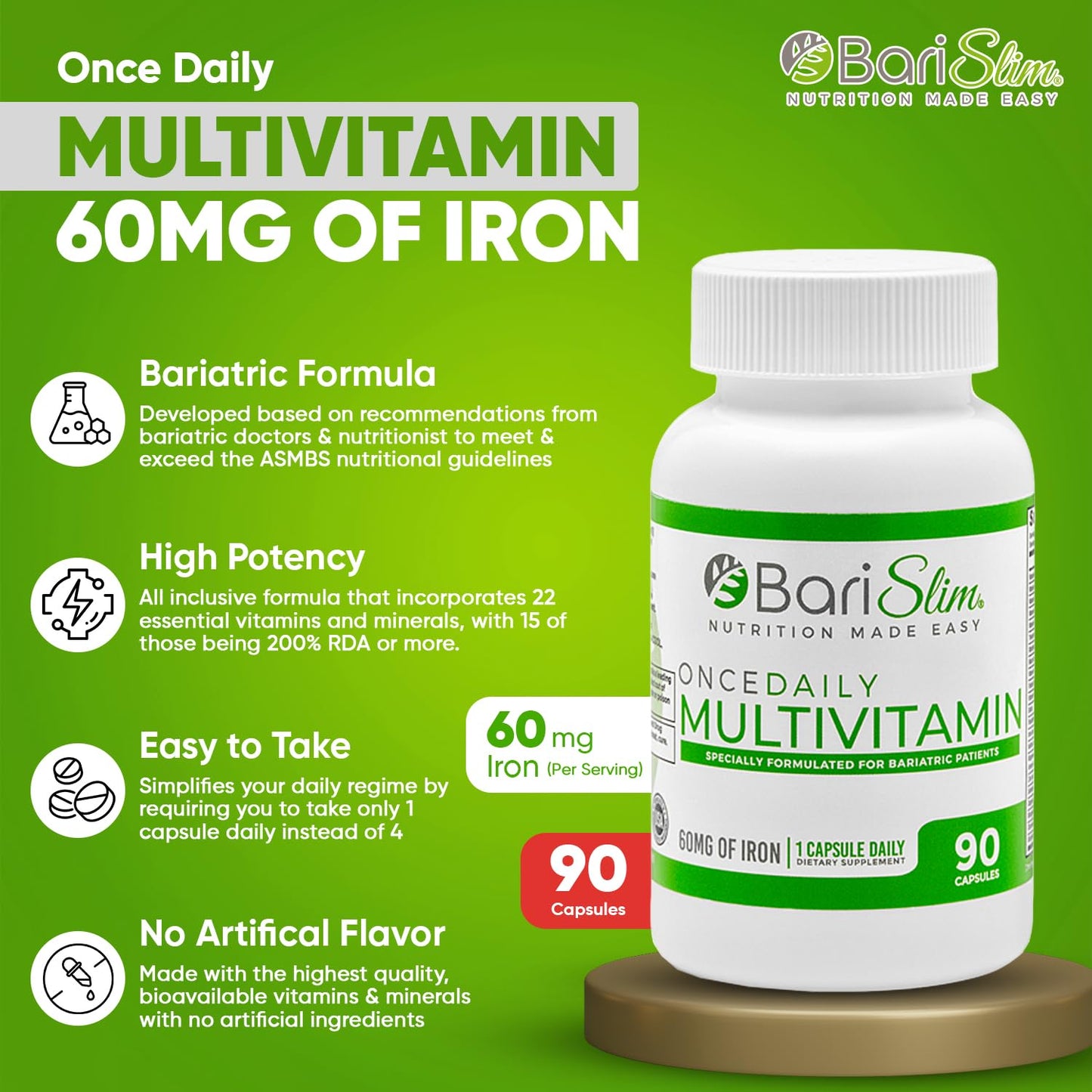 Etiqueta nutricional BariSlim multivitamínico