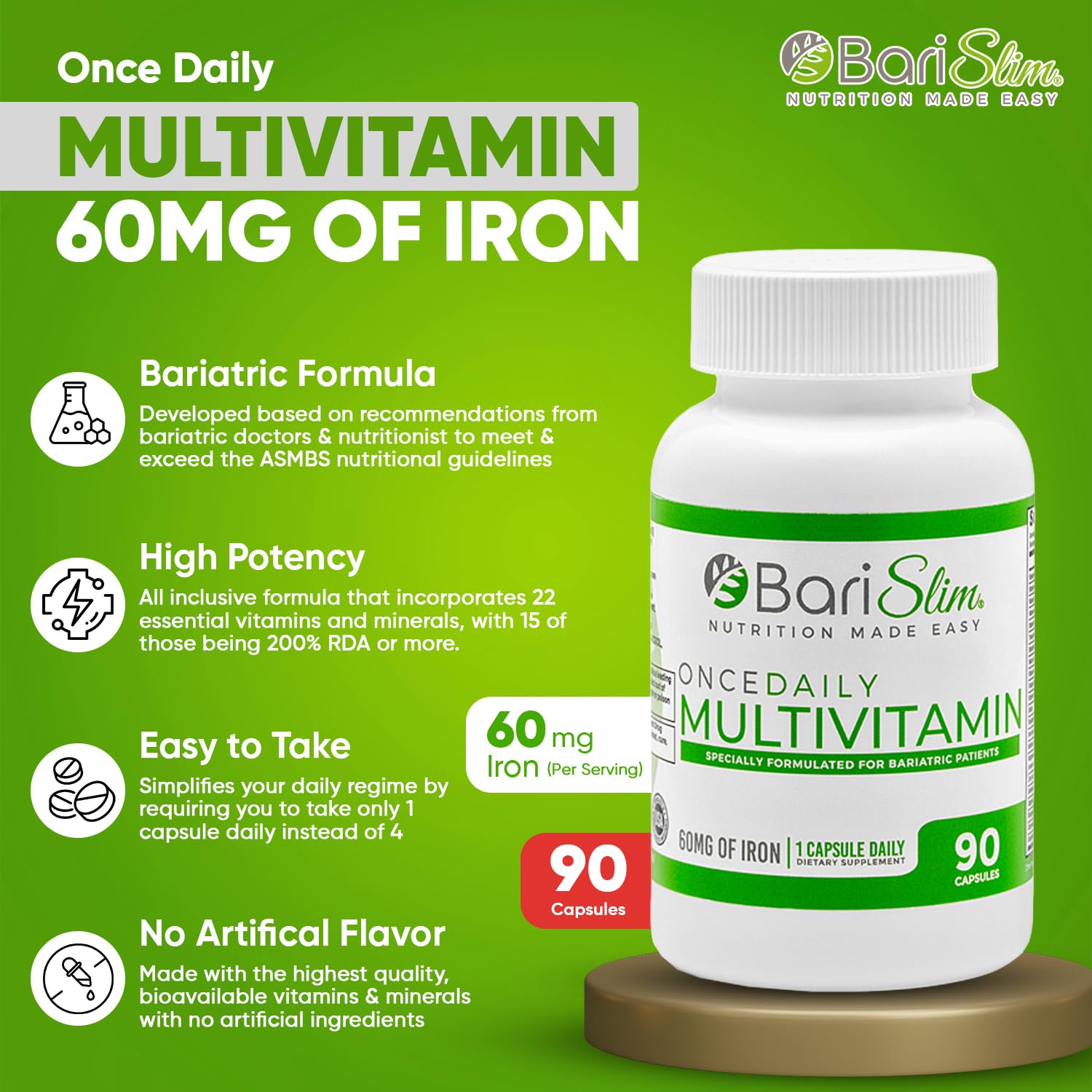 Etiqueta nutricional BariSlim multivitamínico