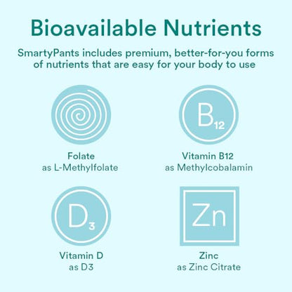 Etiqueta nutricional gomitas SmartyPants prenatal multivitaminas