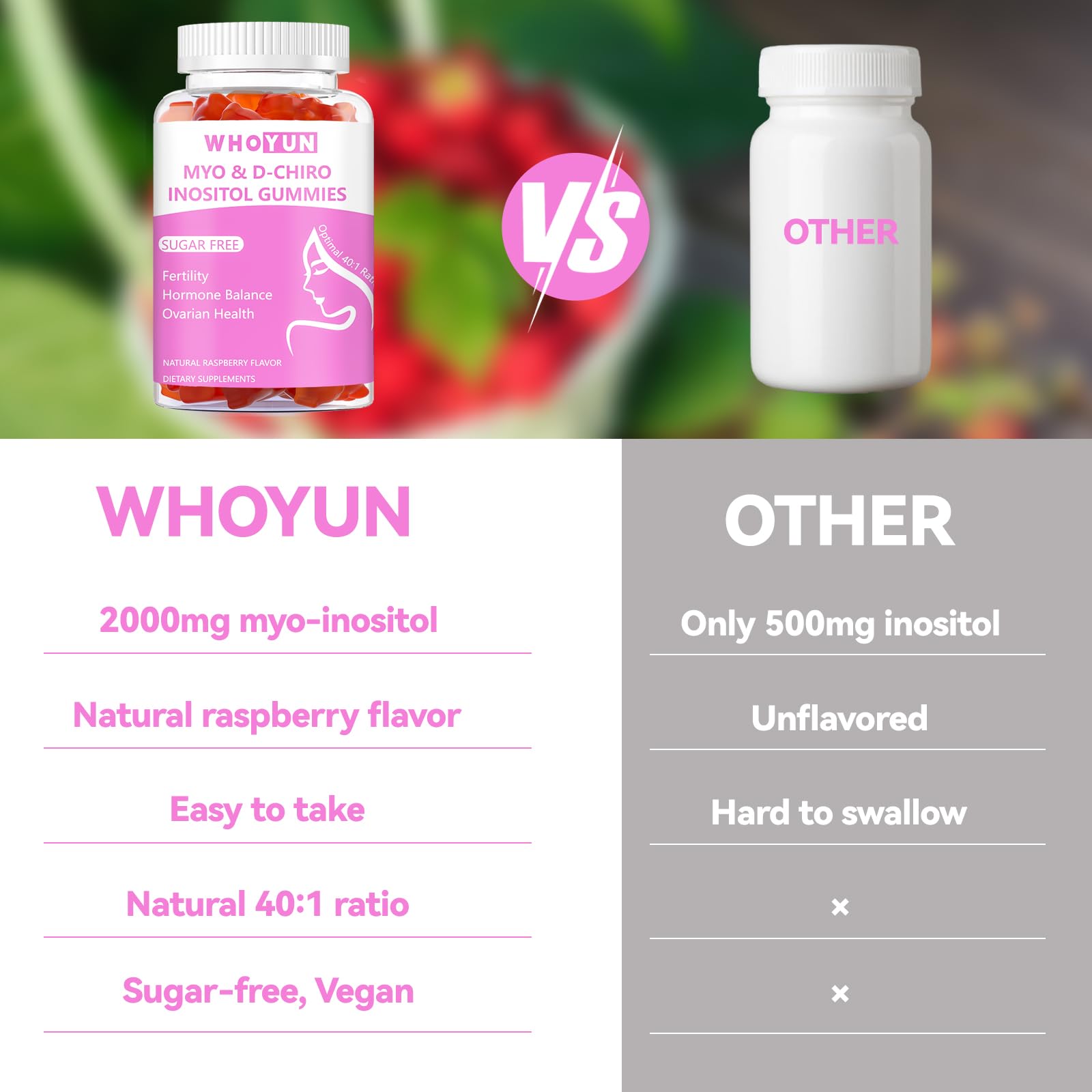 Etiqueta nutricional gomitas Whoyun myo y d-chiro inositol