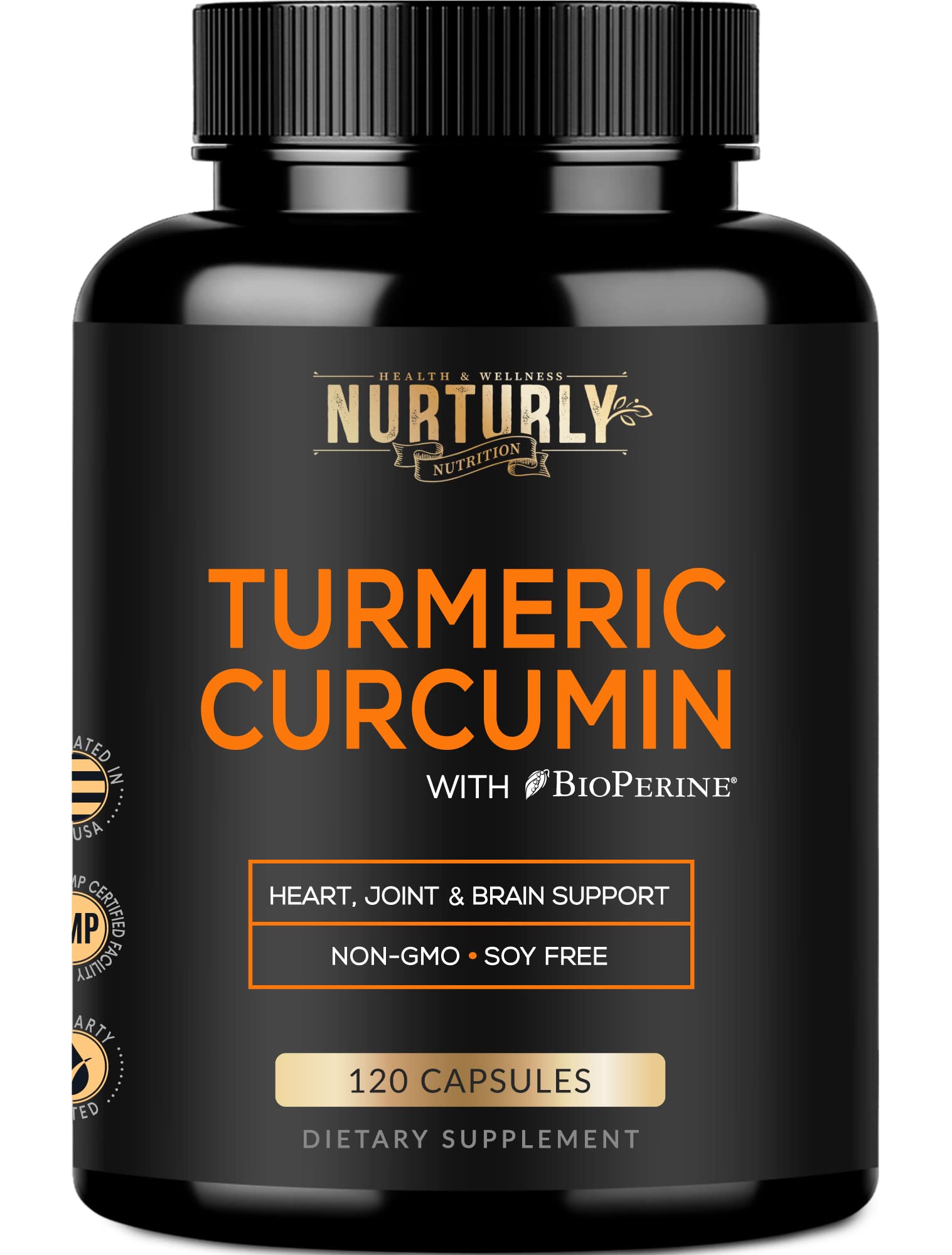 Etiqueta nutricional suplemento NURTURLY complejo B y cúrcuma
