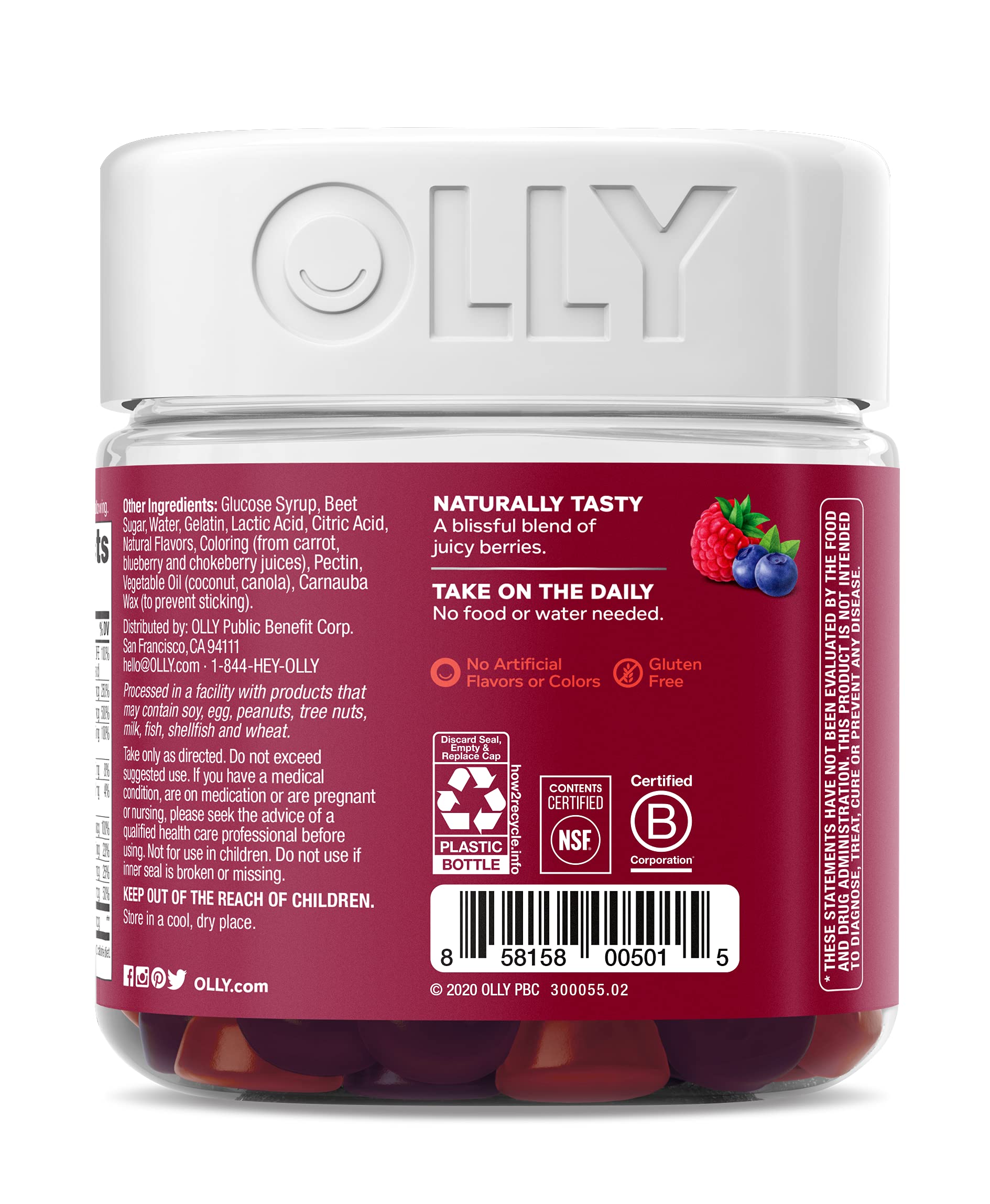 Etiqueta de información nutricional de OLLY Women’s Multi.