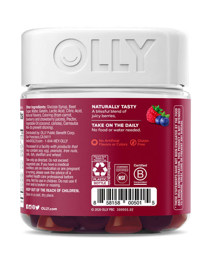 Etiqueta de información nutricional de OLLY Women’s Multi.
