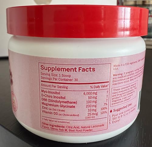 Etiqueta nutricional polvo Peach Perfect inositol