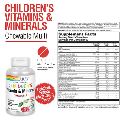 información nutricional multivitamínico solaray para niños