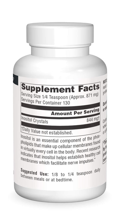 Etiqueta nutricional Source Naturals Inositol puro