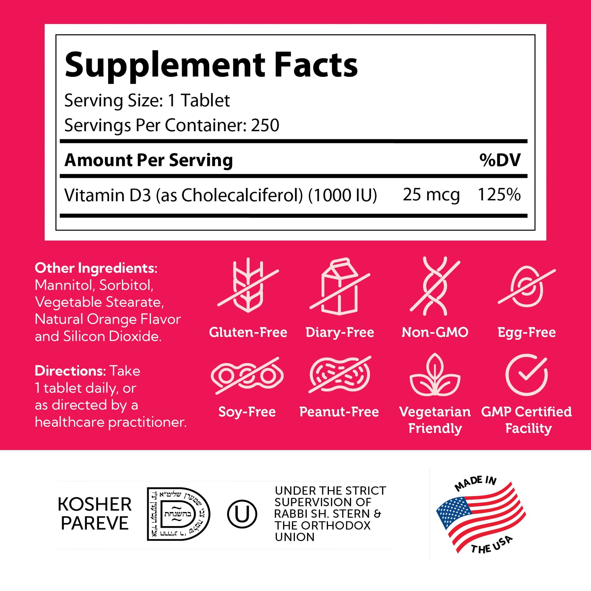 Etiqueta nutricional vitaminas Zahler Junior D3 para niños