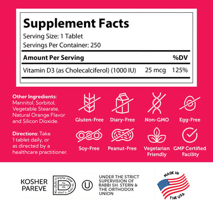 Etiqueta nutricional vitaminas Zahler Junior D3 para niños
