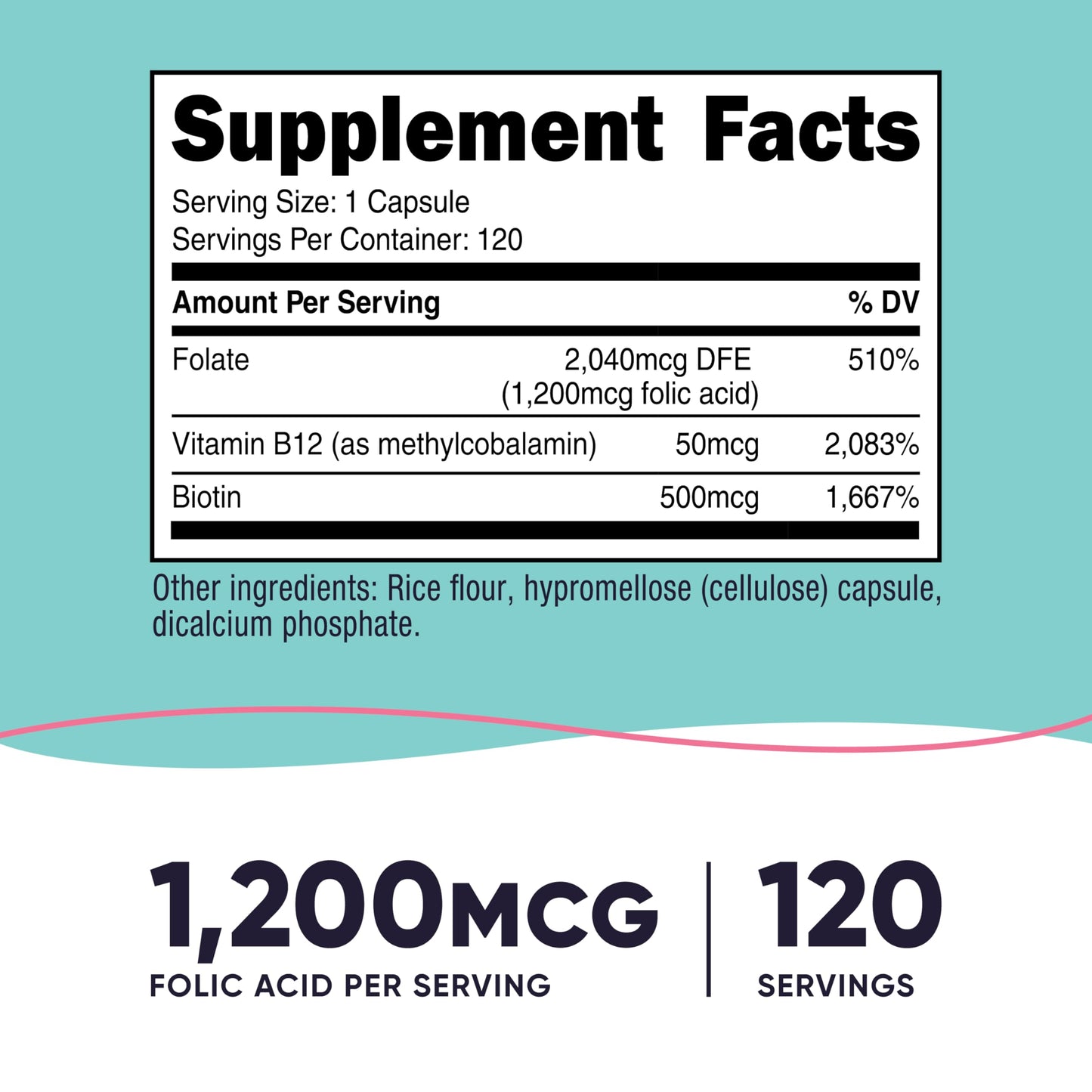 Etiqueta Nutricost ácido-fólico para mujeres vitamina b9