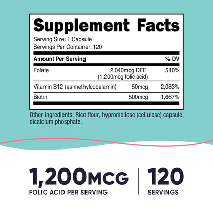 Etiqueta Nutricost ácido-fólico para mujeres vitamina b9