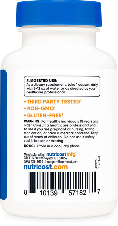 Etiqueta nutricost l-metilfolato suplemento vitamina b9
