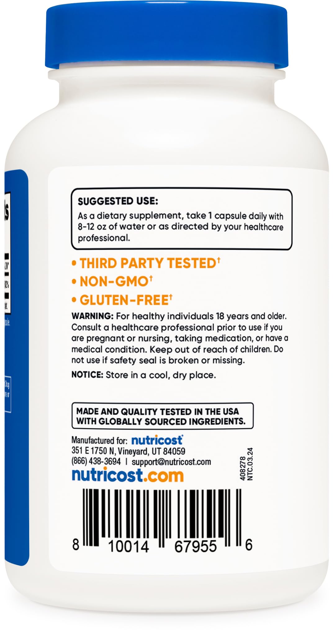 Etiqueta Nutricost Vitamina B6 alta calidad 240 cápsulas