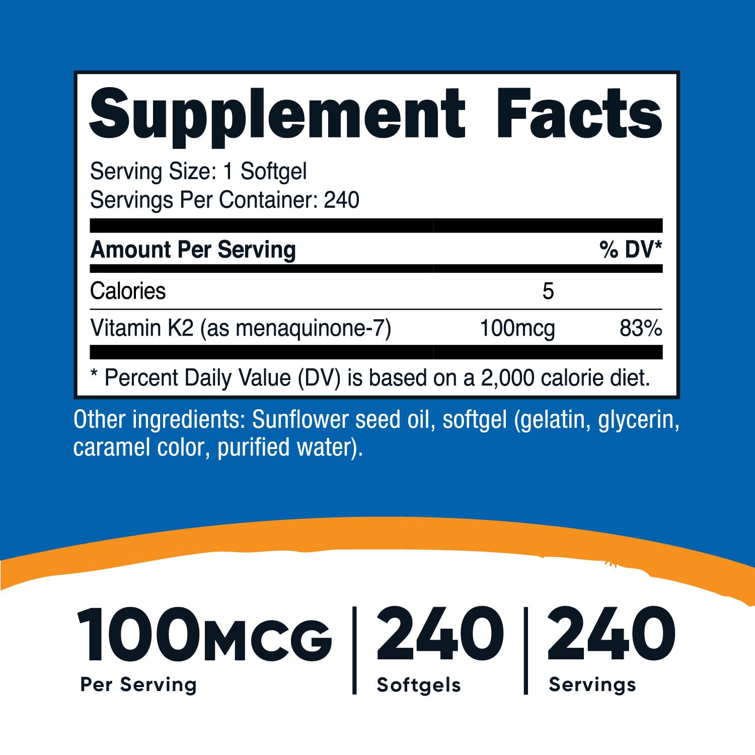 Etiqueta Nutricost vitamina K2 MK7