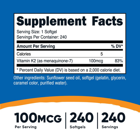 Etiqueta Nutricost vitamina K2 MK7