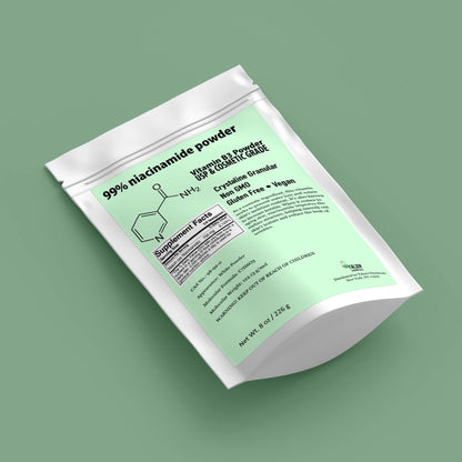 Etiqueta del producto niacinamida Talsen Chemicals polvo vitamina B3