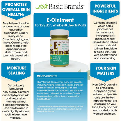 Etiqueta de pomada vitamina e Basic Brands 2 oz original