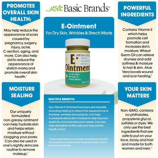 Etiqueta de pomada vitamina e Basic Brands 2 oz original