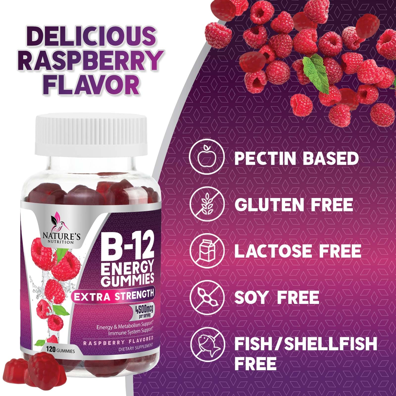 Etiqueta posterior gomitas vitamina B12 Nature's Nutrition