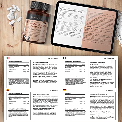 Etiqueta posterior pureclinica glutatión 60 tabletas