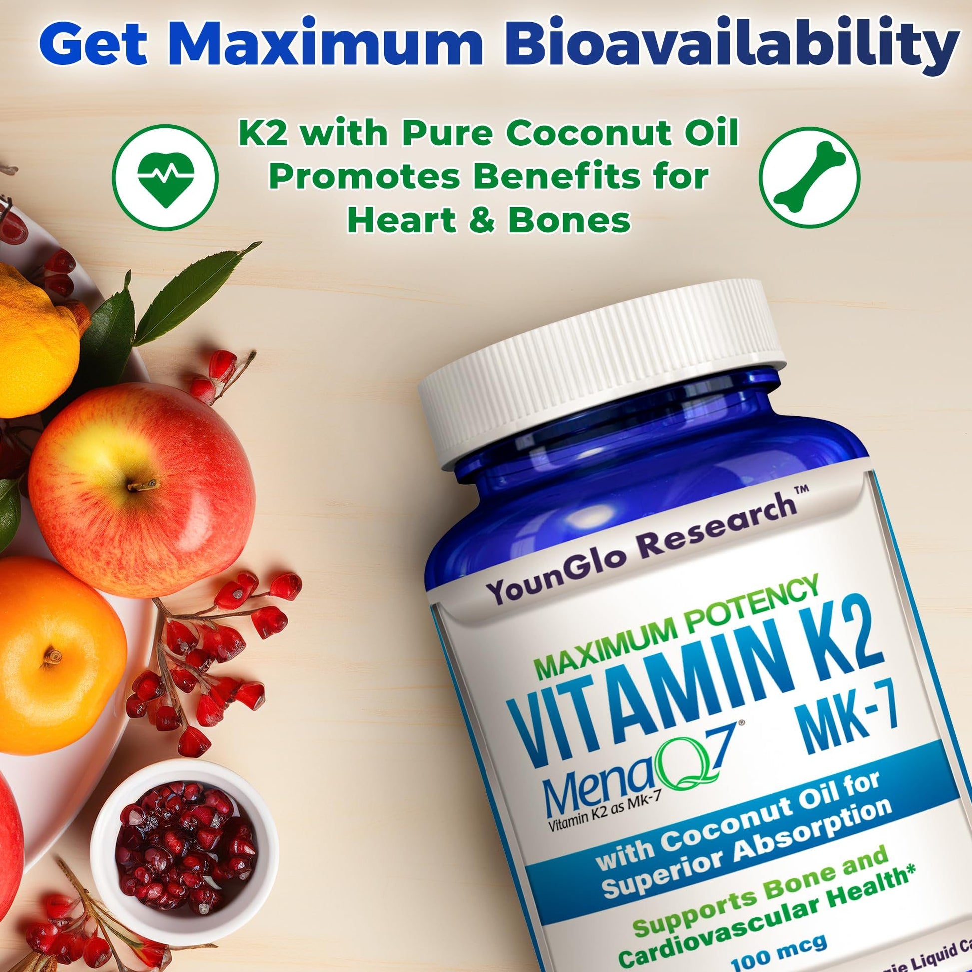 Etiqueta posterior YounGlo Research vitamina K2 MK7