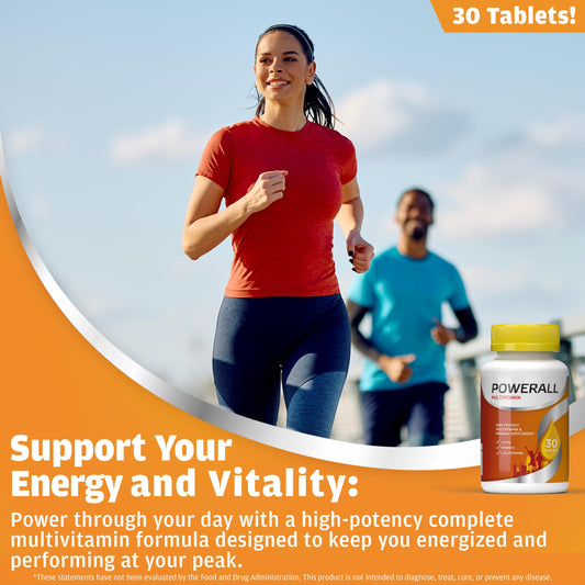 Etiqueta frontal multivitaminas Powerall de Basic Brands