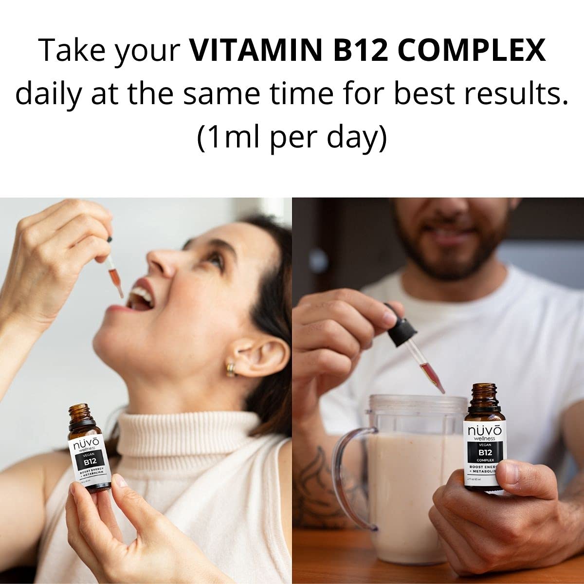 Etiqueta producto gotas sublinguales vitamina B12 NUVO WELLNESS